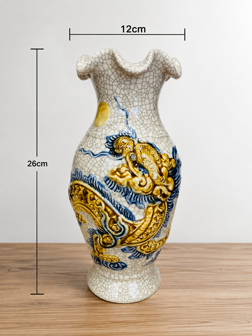 Lọ lượn miệng men rạn h26 rồng