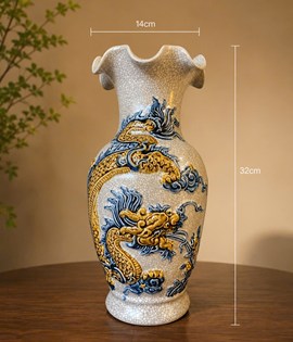 Lọ lượn miệng men rạn h32 rồng