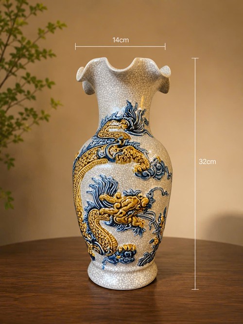 Lọ lượn miệng men rạn h32 rồng