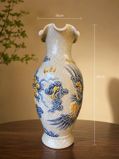 Lọ lượn miệng men rạn h36 rồng