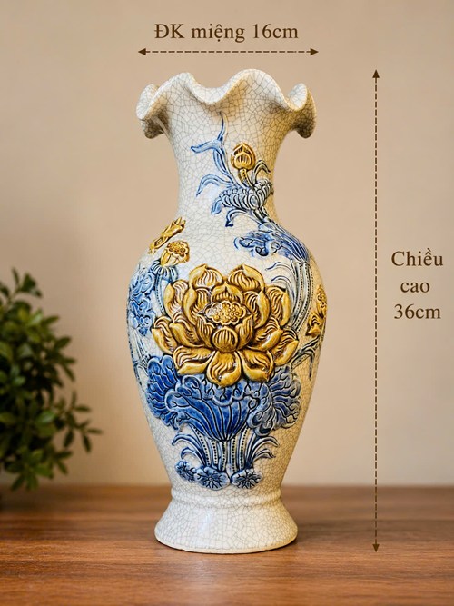 Lọ lượn miệng men rạn h36 sen