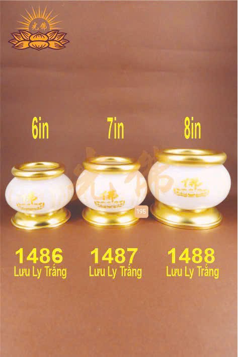 lư lưu ly kinh trắng 1486 6in