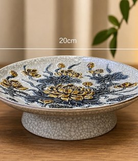 Mâm bồng  men rạn S2 P20 rồng