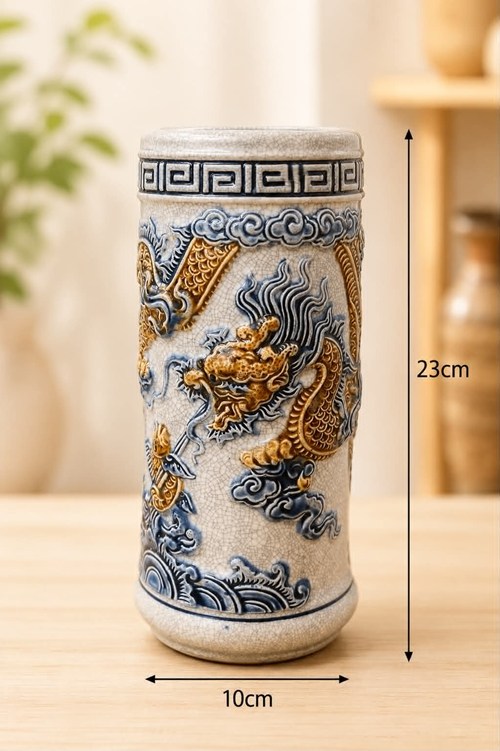Ống hương men rạn s1 rồng