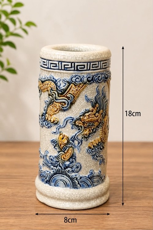 Ống hương men rạn S3 rồng