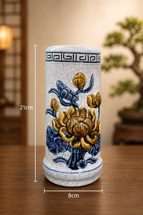 Ống hương men rạn s2 sen