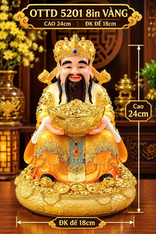 ông thần tiền đá 5201 8in vàng