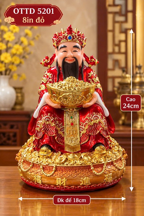 ông thần tiền đá 5201 8in đỏ