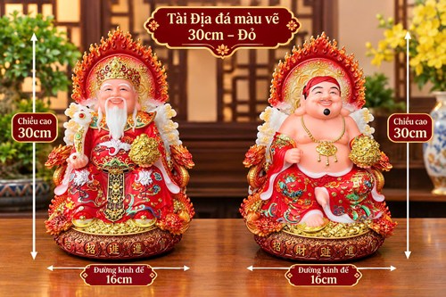 Tài địa đá màu vẽ 30cm đỏ