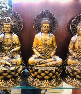 tam thế phật 30cm hào quang