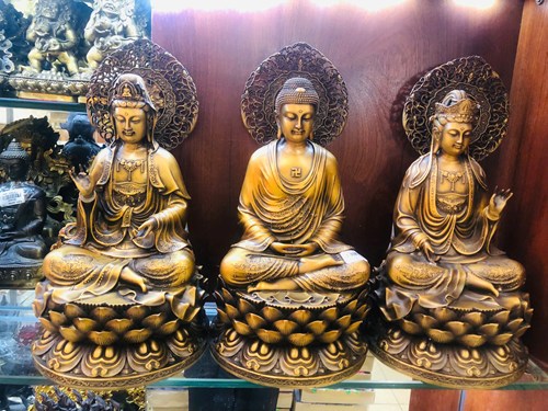 tam thế phật 30cm hào quang