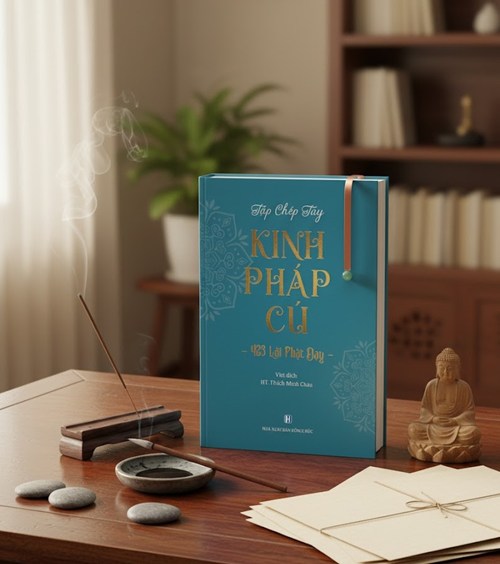 Click để xem hình đầy đủ Vở chép kinh pháp cú chữ mờ