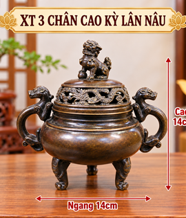XÔNG TRẦM 3 CHÂN CAO KỲ LÂN NÂU