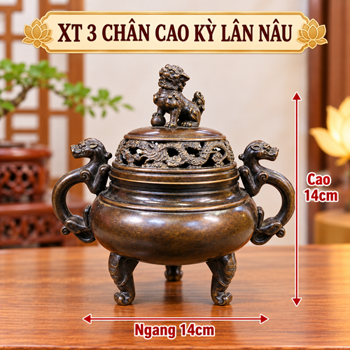 XÔNG TRẦM 3 CHÂN CAO KỲ LÂN NÂU