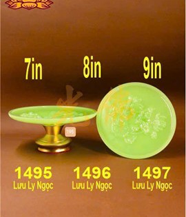 dĩa lưu ly xanh trung 1496 8in