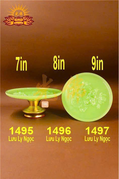 dĩa lưu ly xanh trung 1496 8in