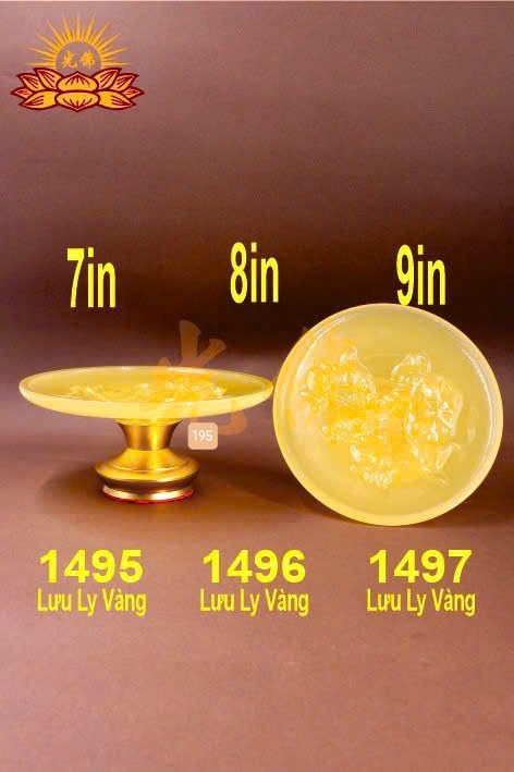 dĩa lưu ly vàng trung 1496 8in