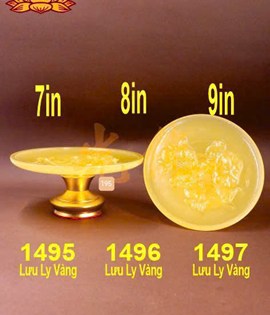 dĩa lưu ly vàng lớn 1497 9in