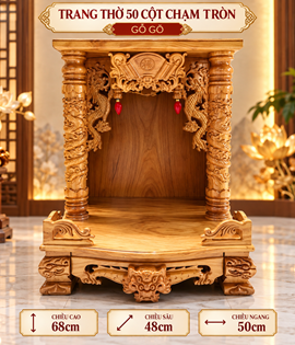 Trang thờ 50 cột chạm tròn