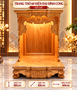 Trang thờ 60 Hiện đại đình cong