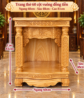Trang thờ 60 cột vuông đồng tiền