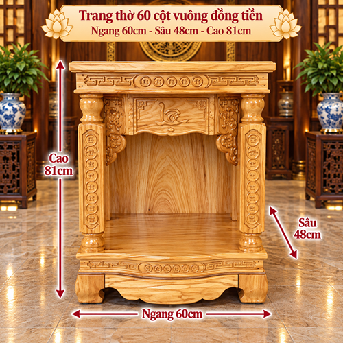 Trang thờ 60 cột vuông đồng tiền