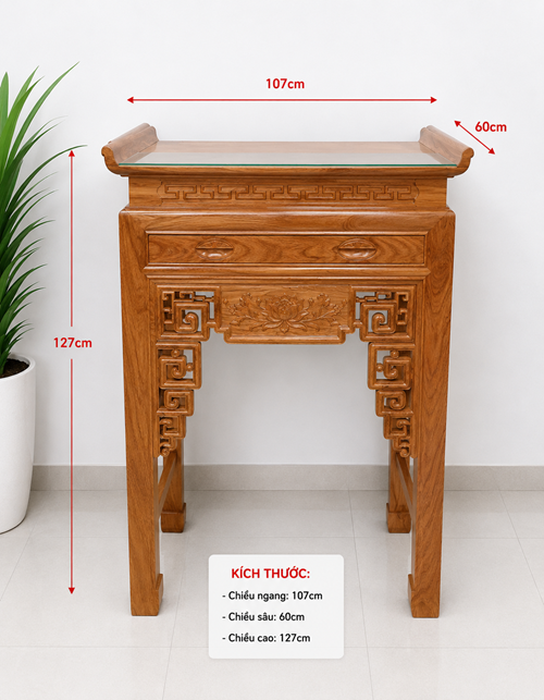Bàn thờ 1 tầng gỗ gõ 107MDC127