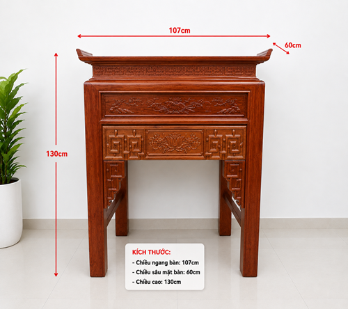 Bàn thờ 1 tầng gỗ hương 107MD