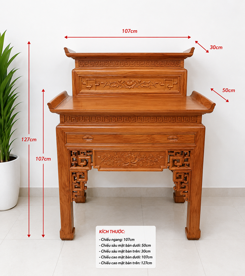 Bàn thờ 2 tầng gỗ gõ 107