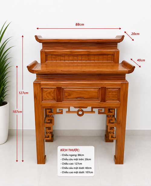 Bàn thờ 2 tầng gỗ gõ 88