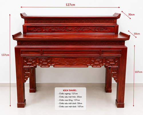 Bàn thờ 2 tầng gỗ tràm 127MD