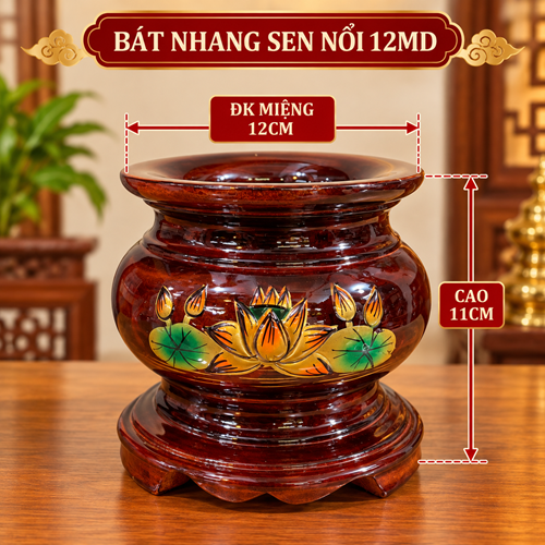 Bát nhang sen nổi 12 MD