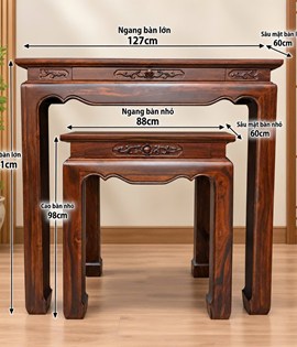 Bộ bàn thờ trơn 127cm