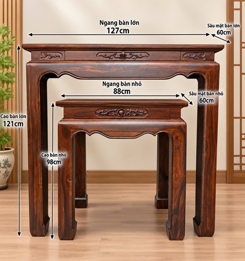 Bộ bàn thờ trơn 127cm