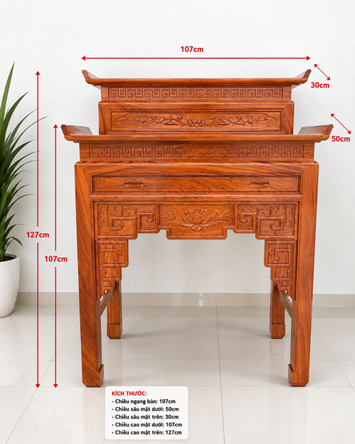 Bàn thờ 2 tầng gỗ hương 107 MD