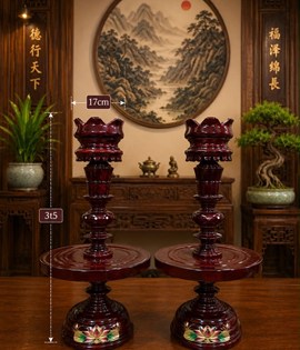 Chân đèn gỗ sen nổi 3t5