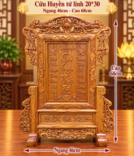 cửu huyền tứ linh 20*30 (gỗ hương)