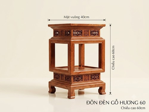 Đôn đèn gỗ hương 60cm