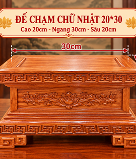 đế chạm chữ nhật 20*30 (gỗ hương)