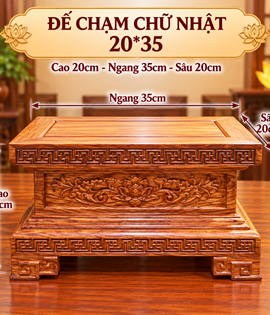 đế chạm chữ nhật 20*35 (gỗ hương)