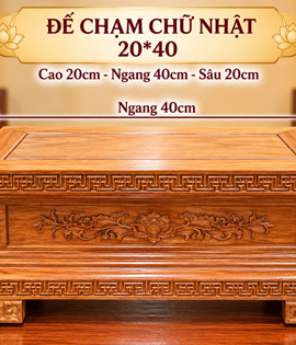 đế chạm chữ nhật 20*40 (gỗ hương)