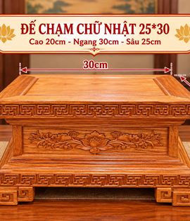 đế chạm chữ nhật 25*30 (gỗ hương)