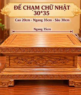 đế chạm chữ nhật 30*35 (gỗ hương)