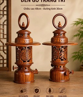 đèn măng sông gỗ hương