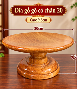 Dĩa gỗ gõ có chân 20