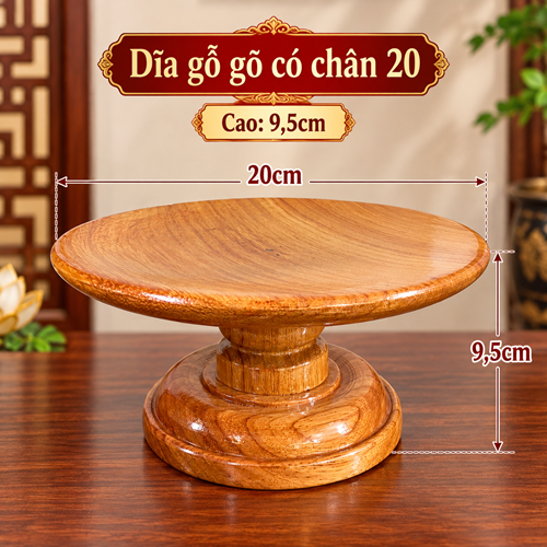 Dĩa gỗ gõ có chân 20