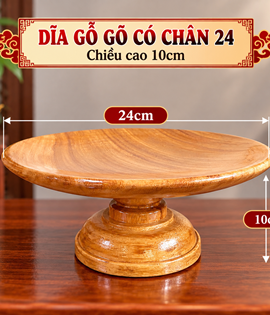 Dĩa gỗ gõ có chân 24