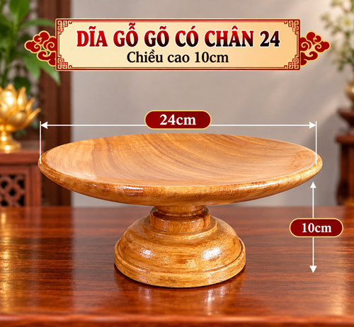 Dĩa gỗ gõ có chân 24