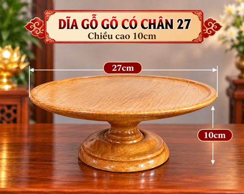 Dĩa gỗ gõ có chân 27