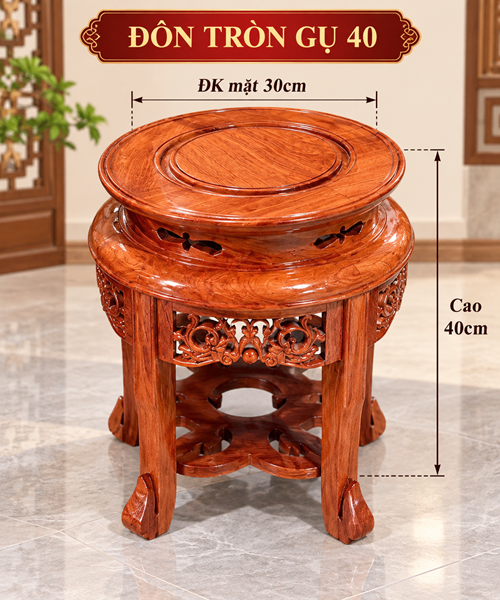đôn tròn gụ 40